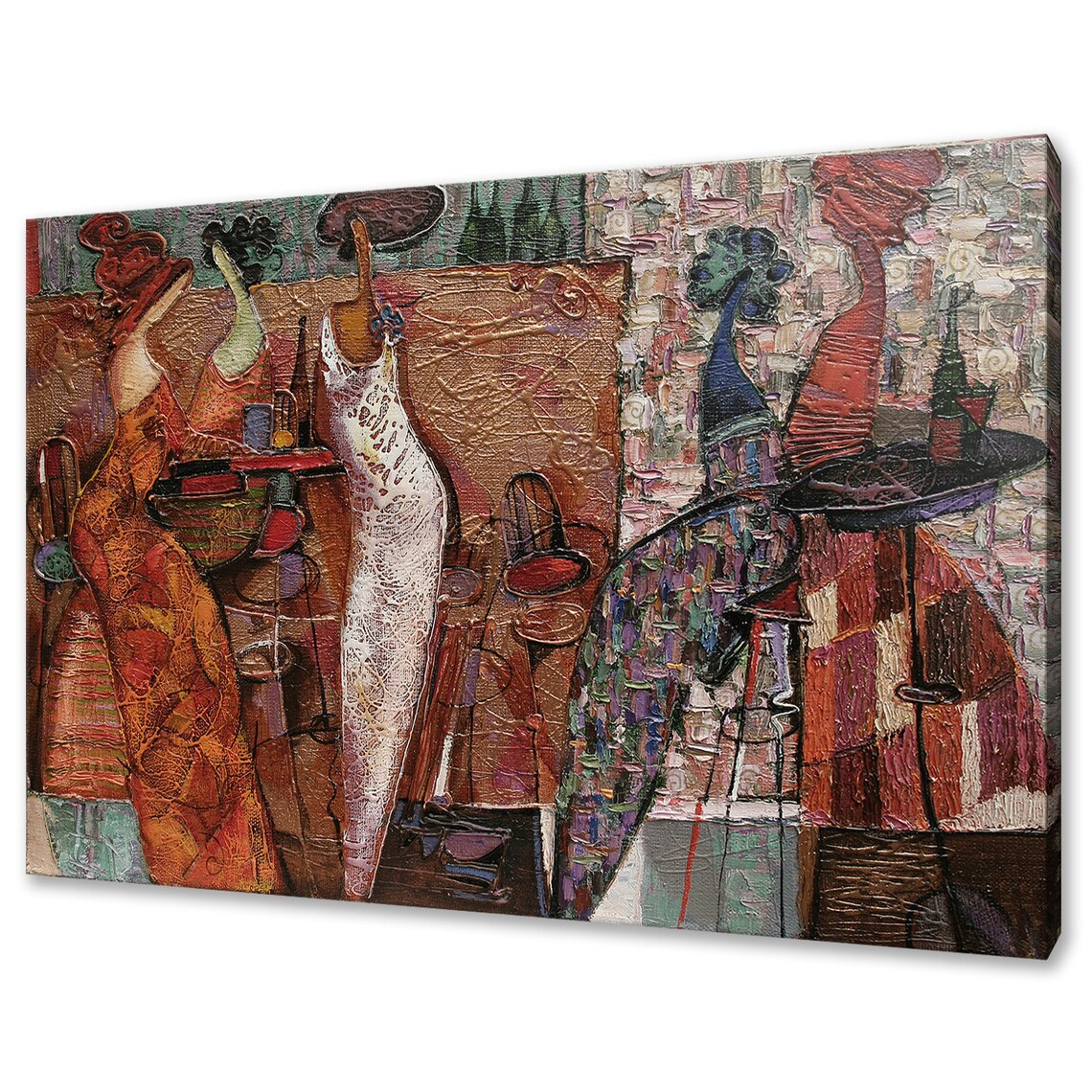 Group of Women Drinking Cocktails, Modern Art Print