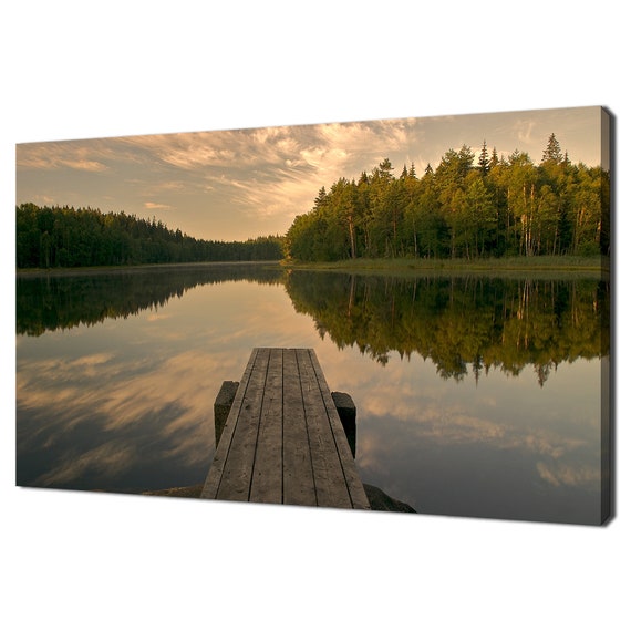Sunset Reflection On The Lake Beautiful Landscape Modern Design Home Decor Print Wall Art Picture