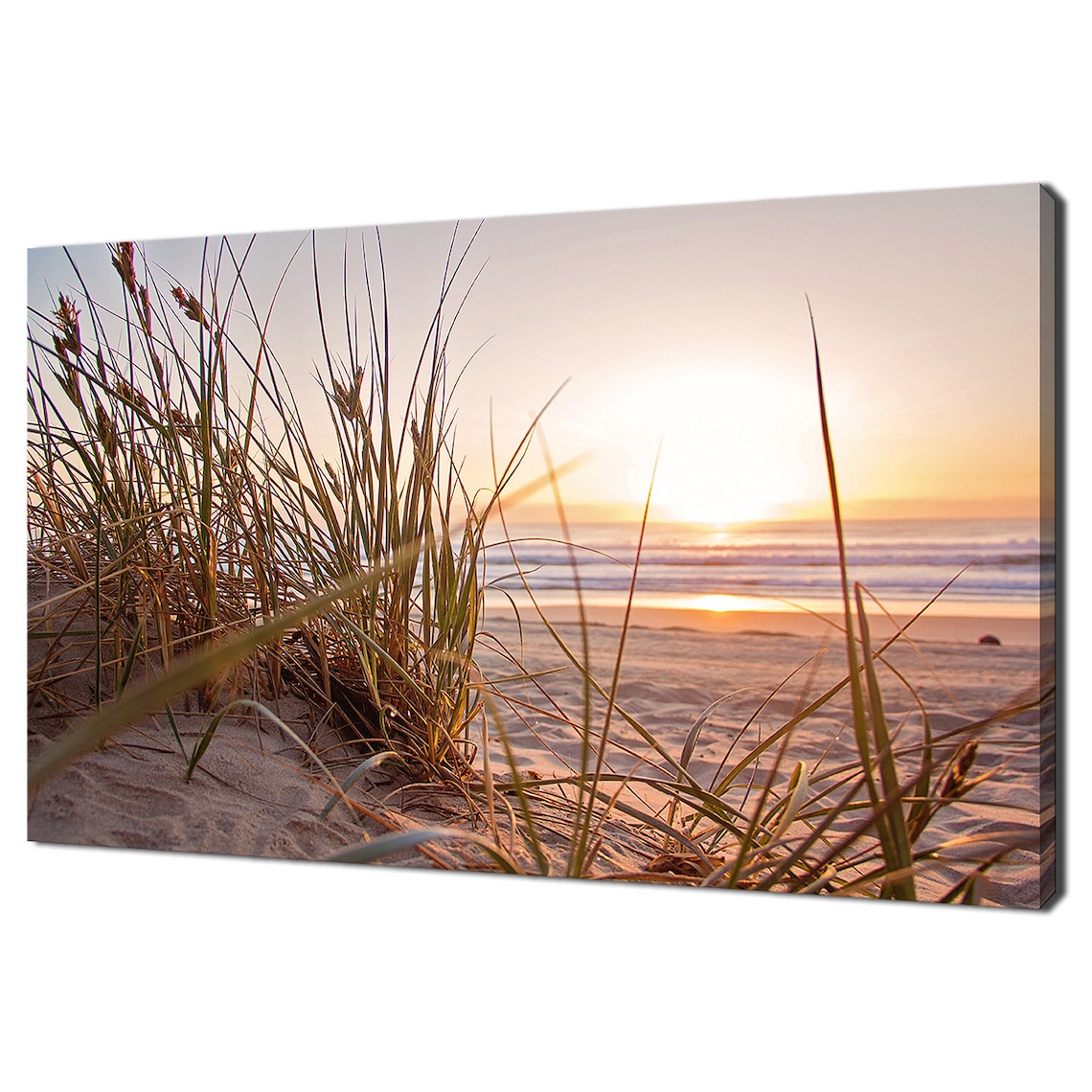 Seaside Grass at Sunset, Coastal Seascape Art Print