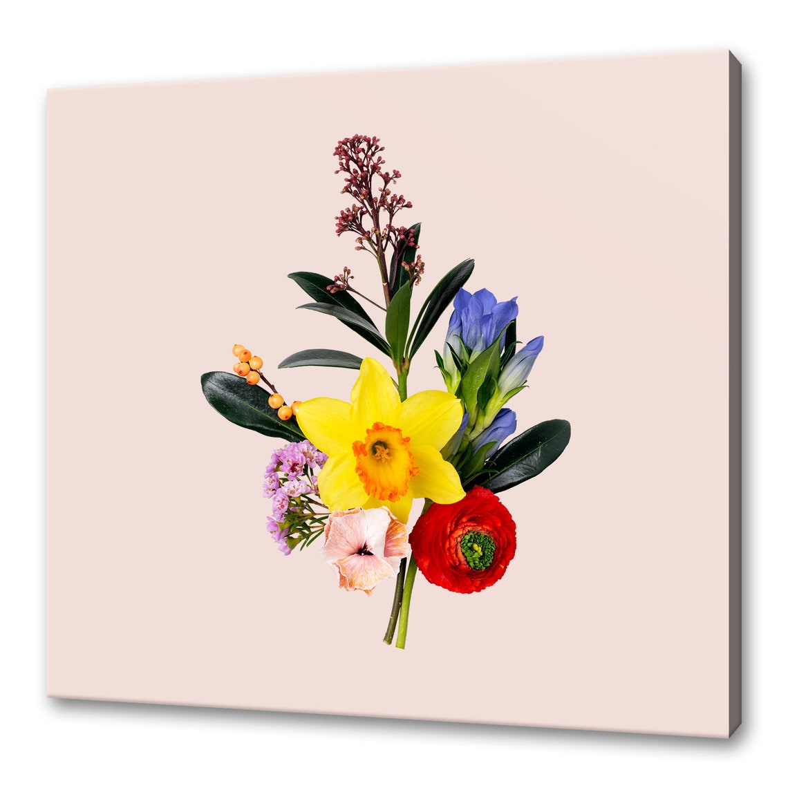 Minimal Spring Floral Arrangement Daffodil Ranunculus Art Print