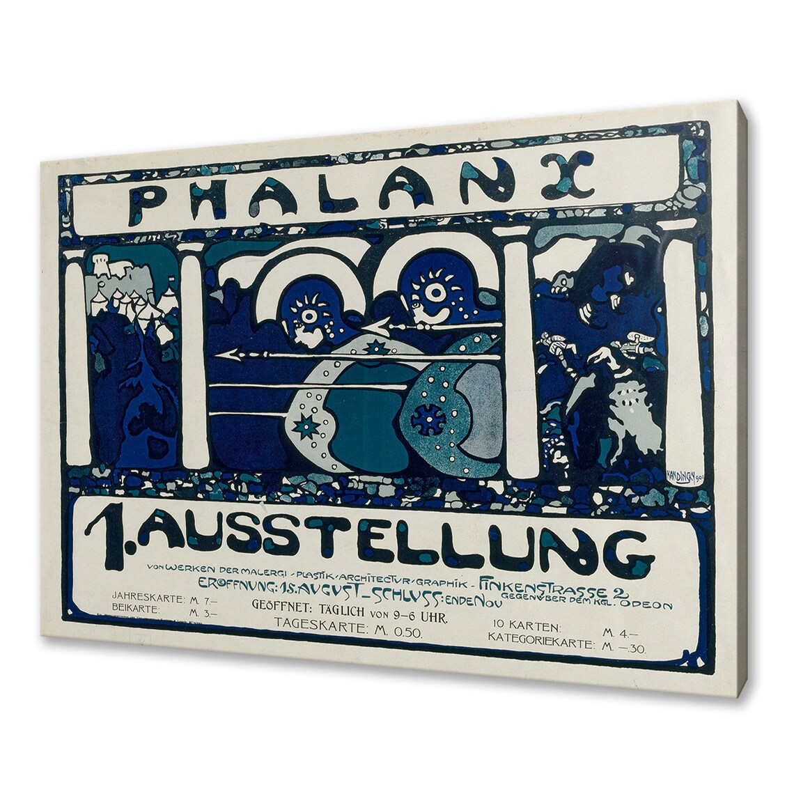 Wassily Kandinsky Phalanx 1 Ausstellung 1901 Vintage Blue Exhibition Print