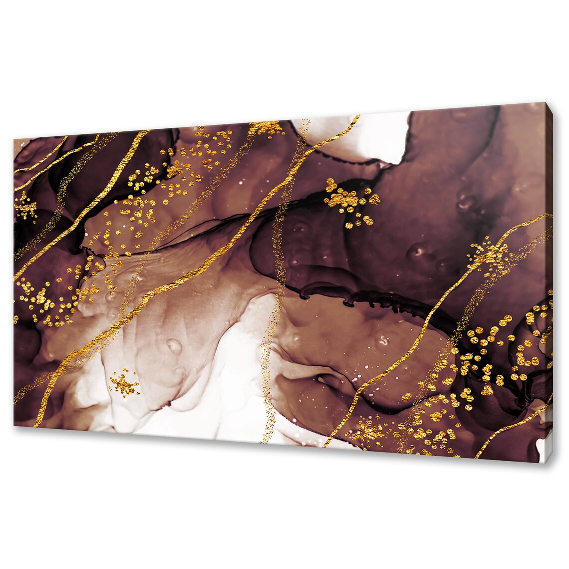 Bronze Gold Glitter Swirls Alcohol Ink Abstract Modern Art Wall Poster