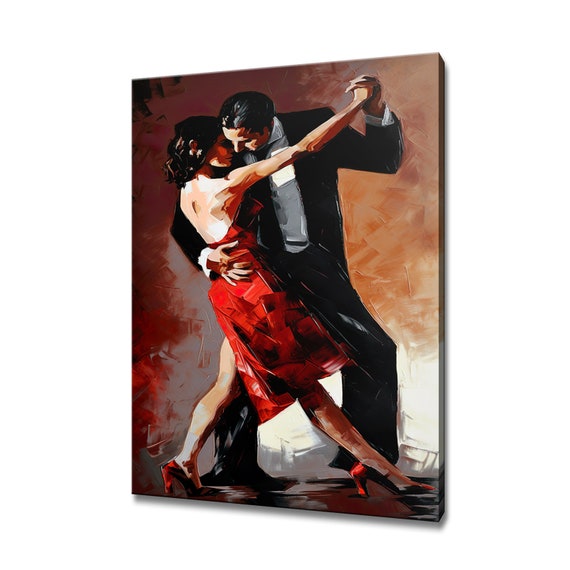 Beautiful Couple Dancing Tango Together Colourful Painting Modern Design Print Home Decor Wall Art Wall Hanging Picture