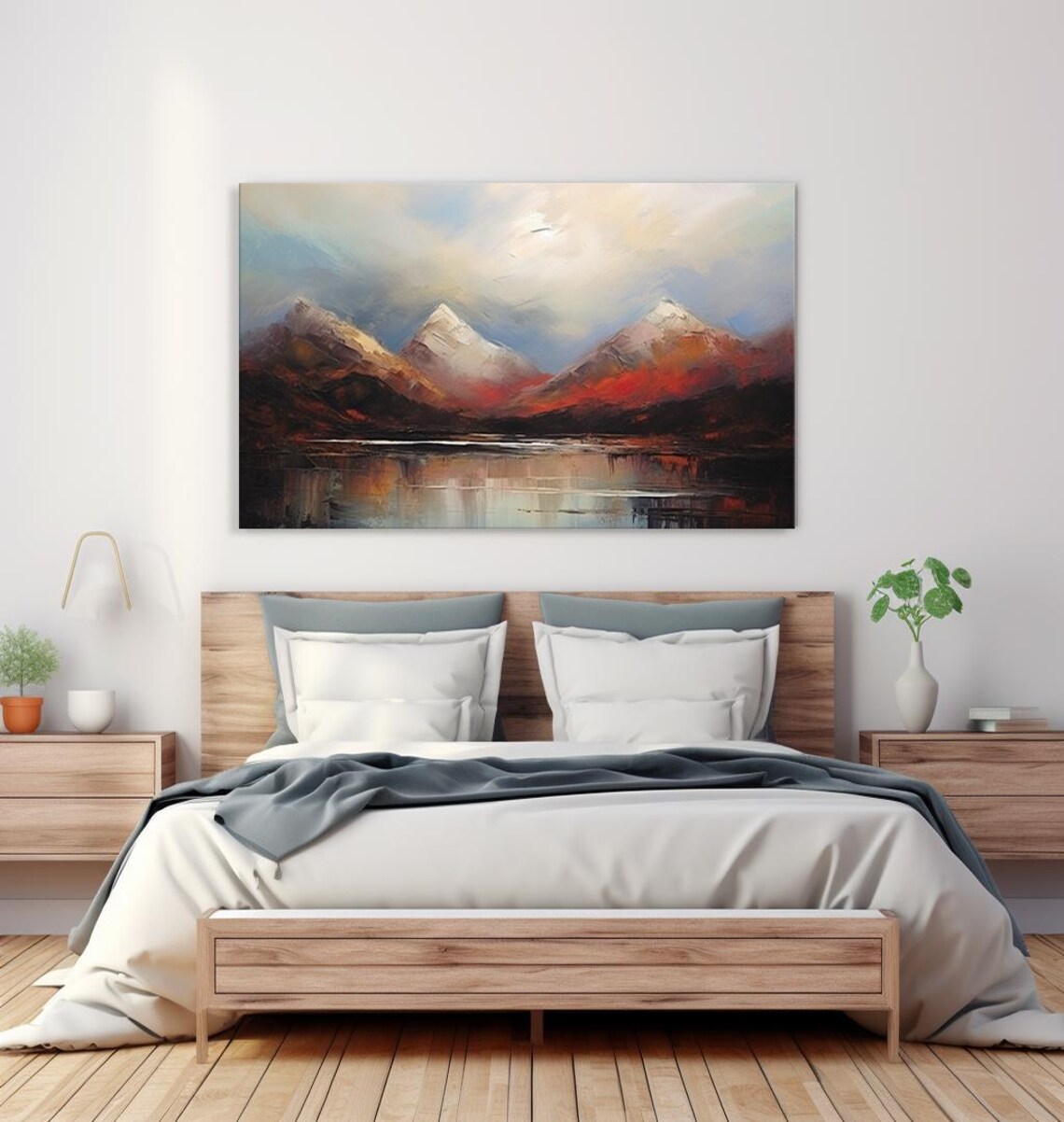 Colorful Autumn Mountains Lake Reflection Snowy Peaks Landscape Poster - Image 4