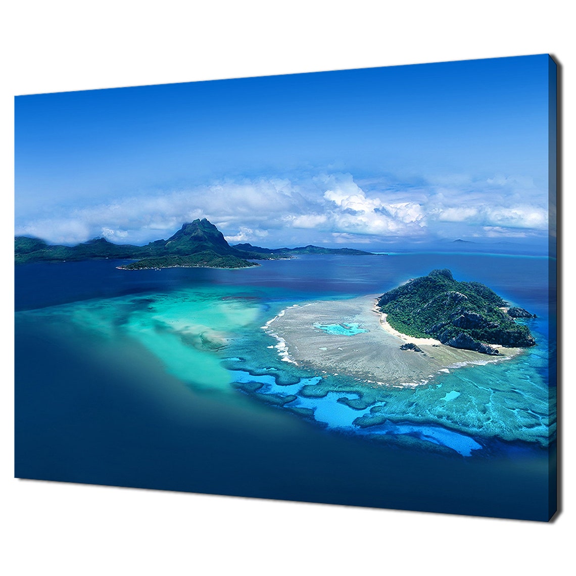 Fiji Tropical Islands Aerial Coral Reef Turquoise Lagoon View Poster