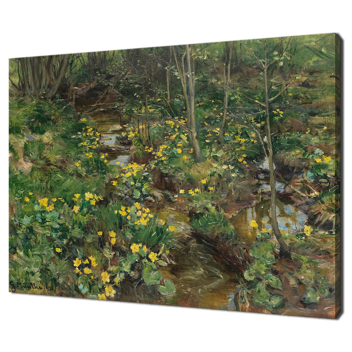 Gerhard Munthe Marigold Woodland Stream Yellow Flowers Fine Art Poster