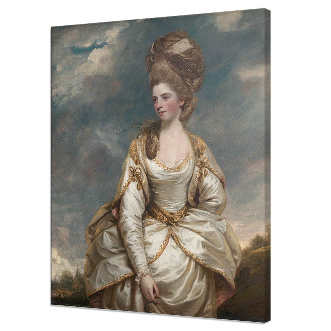 Lady In White Satin Gown Romantic 18th Century Portrait Poster