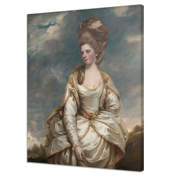 Lady In White Satin Gown Romantic 18th Century Portrait Poster