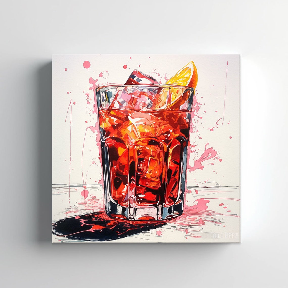 Orange Spritz Cocktail Watercolor Splash Kitchen Bar Decor Print - Image 3