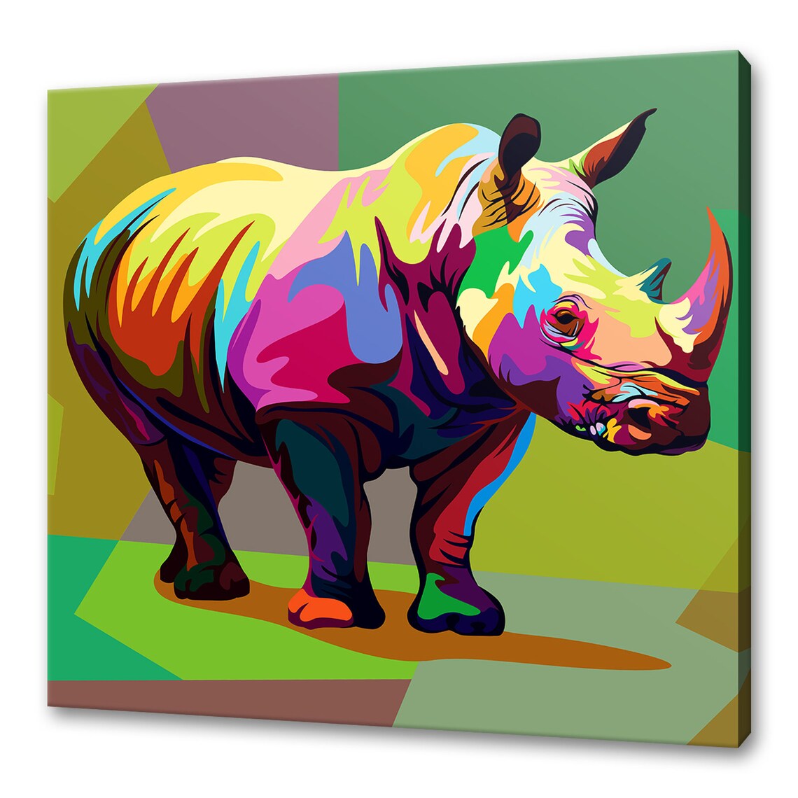 Colourful Rhinoceros Abstract Art Print, Modern Design