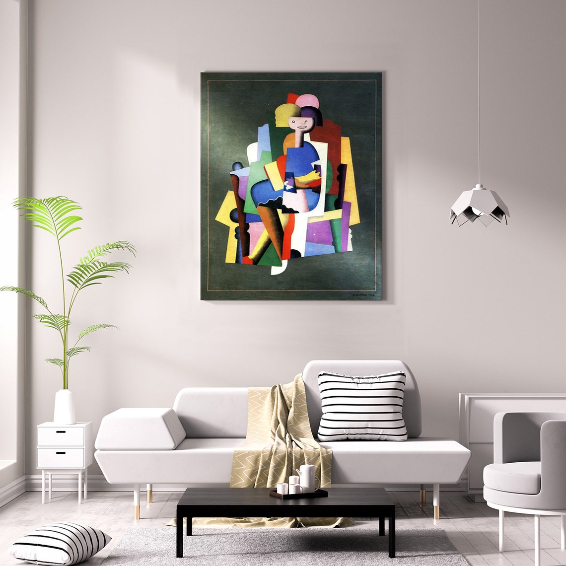 Georges Valmier 1924 Cubist Seated Figure Colorful Abstract Art Print - Image 2