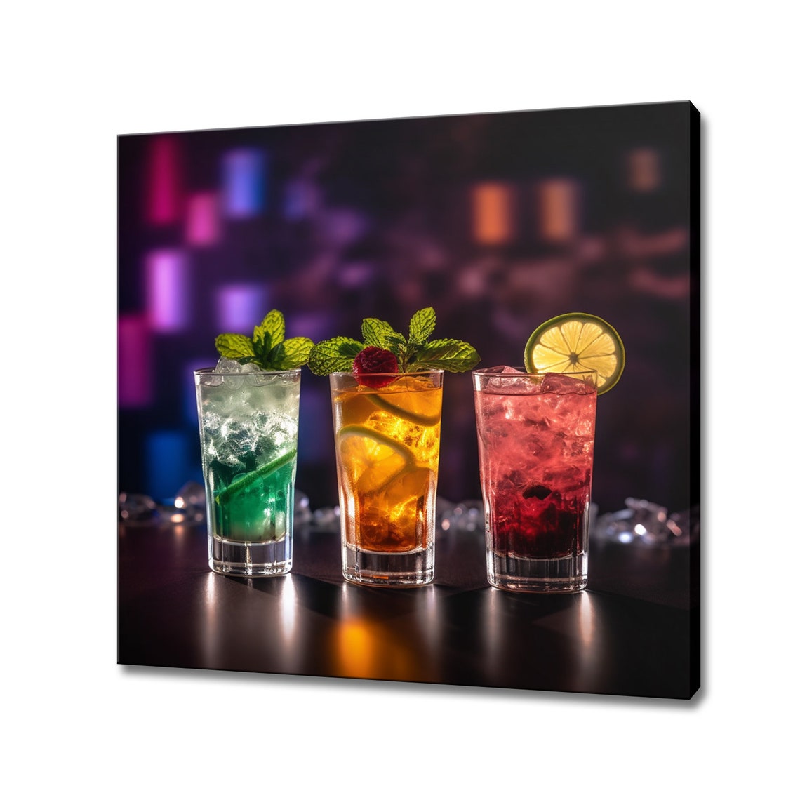 Assorted Rainbow Colourful Drinks Cocktails Glasses Kitchen Modern Design Home Restaurant Bar Decor Print Art Picture Wall Hanging