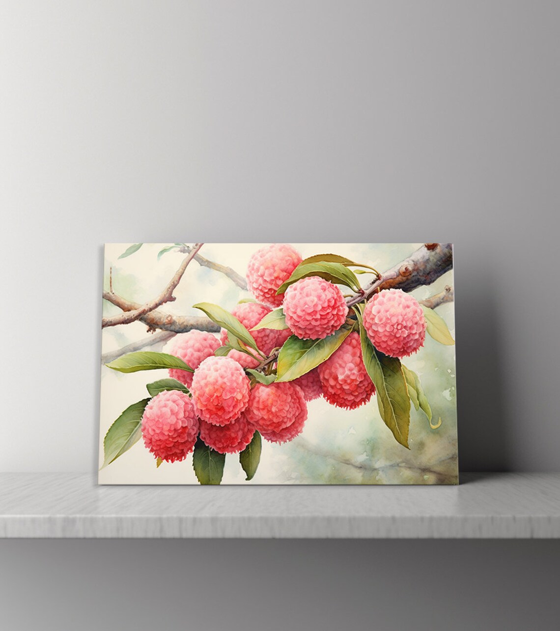 Red Lychees Fruits Watercolour Print Colourful Kitchen Wall Art Lychee Fruit Print Modern Kitchen Restaurant Wall Decor - Image 4