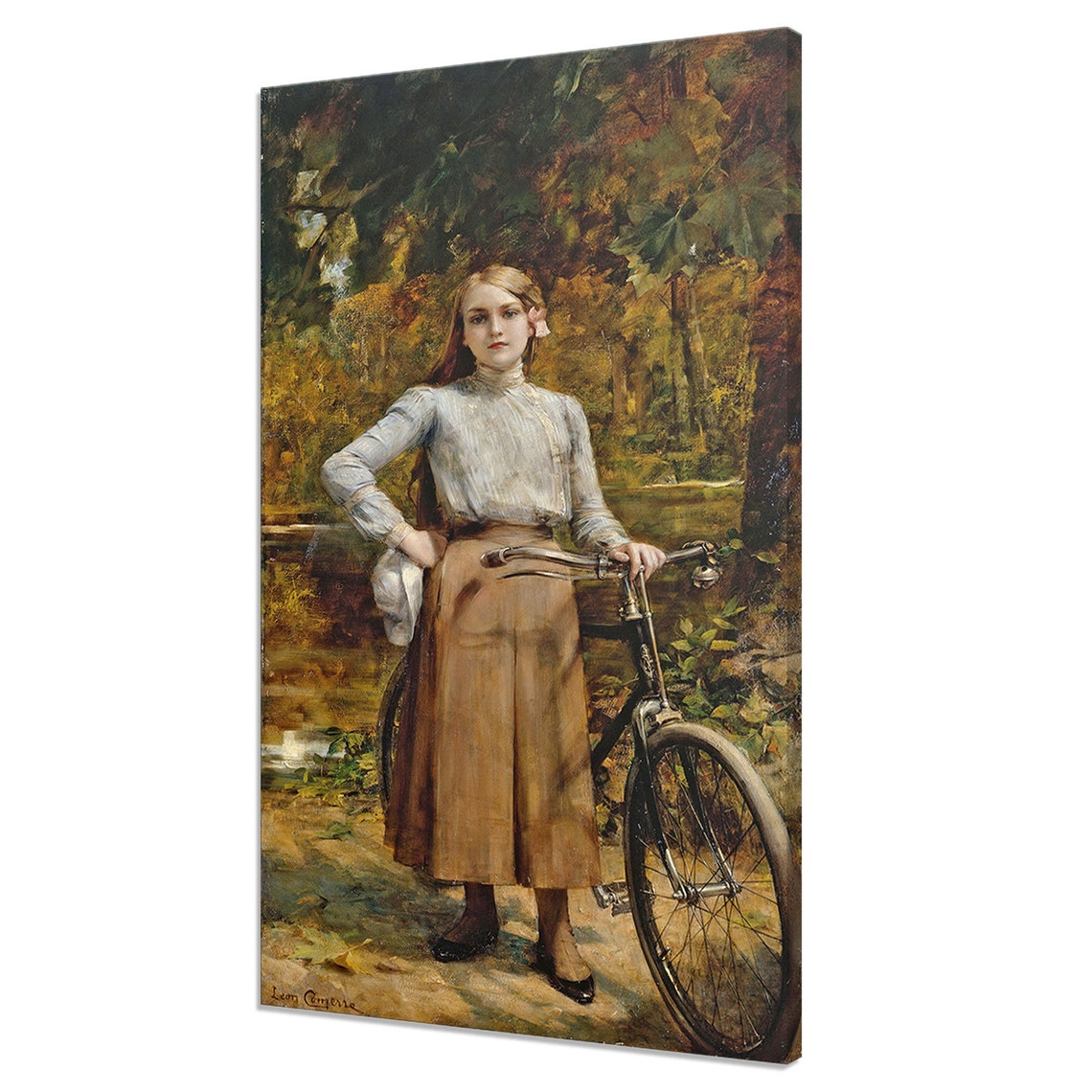 Portrait Of Girl With Bicycle 1903 Vintage Portrait Painting Victorian Antique Female Portrait Fine Art Antique Fine Art