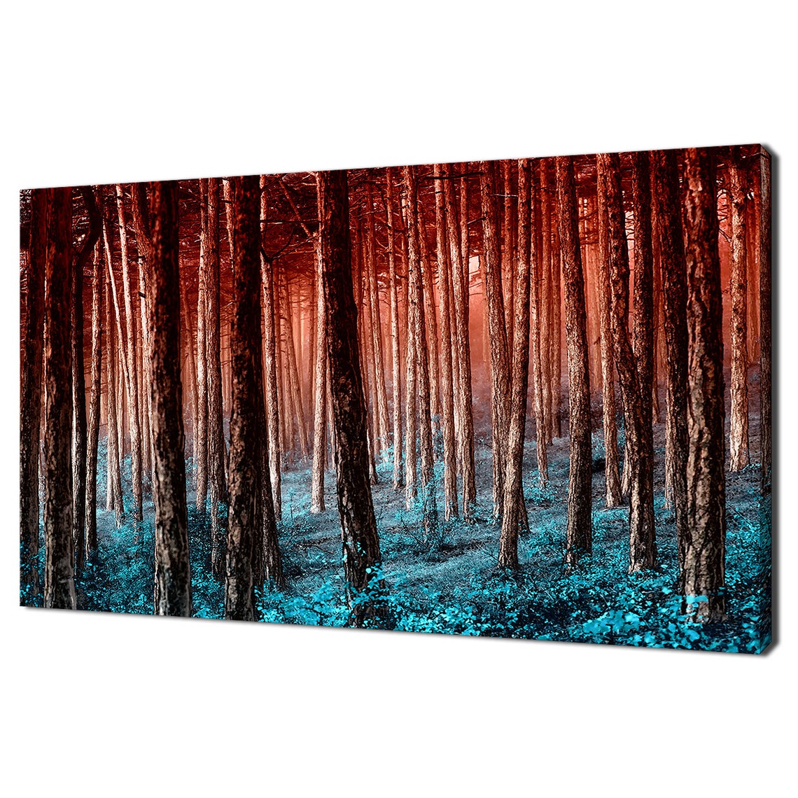 Red Autumn Forest Turquoise Floor Surreal Nature Landscape Wall Poster