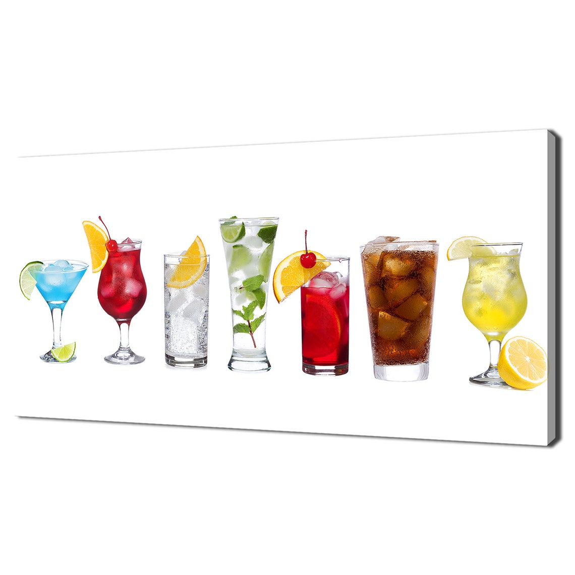 Colorful Cocktail Drinks Row With Fruit Garnishes Bar Wall Art Print