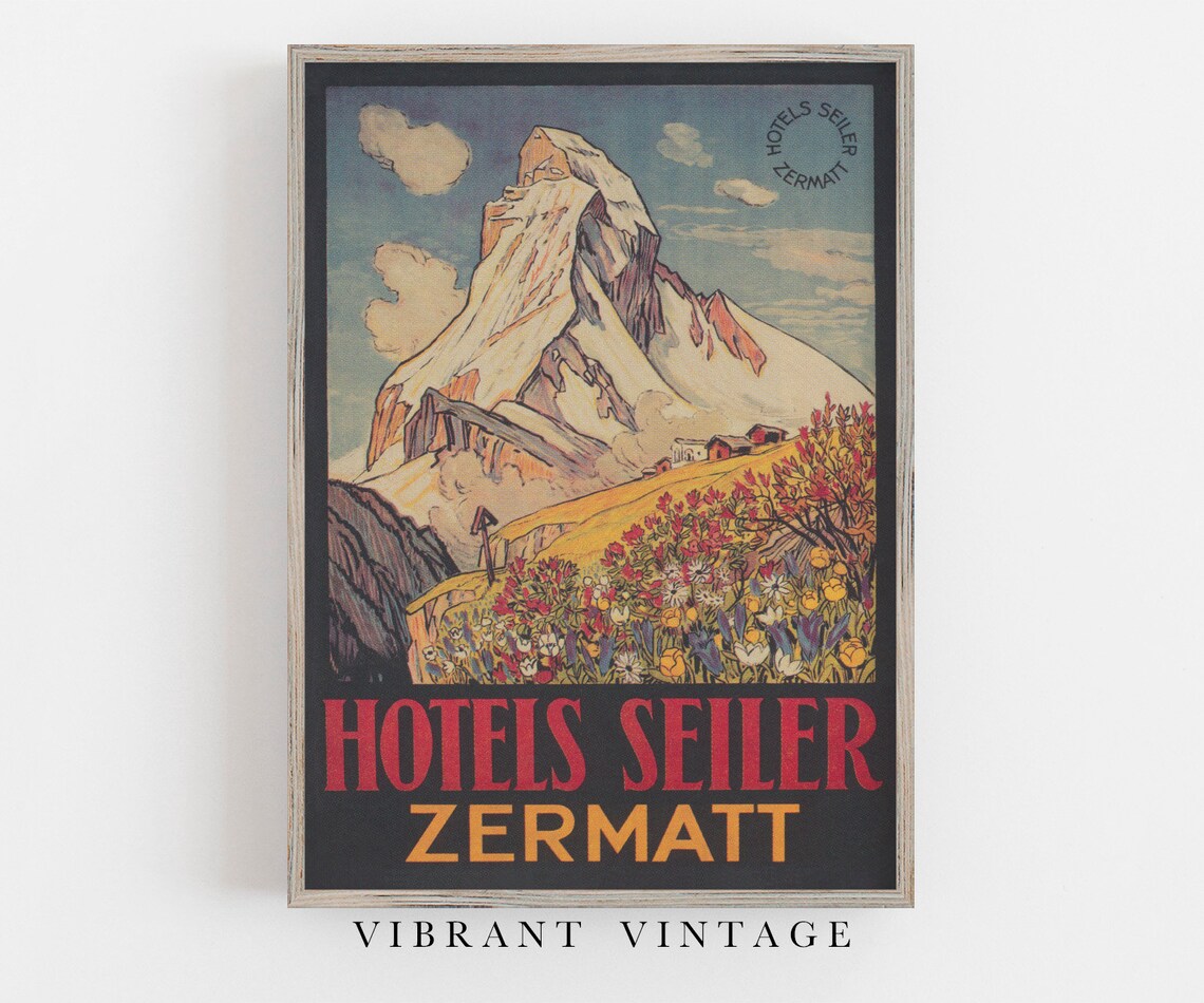 Zermatt Switzerland Matterhorn Vintage Travel Poster