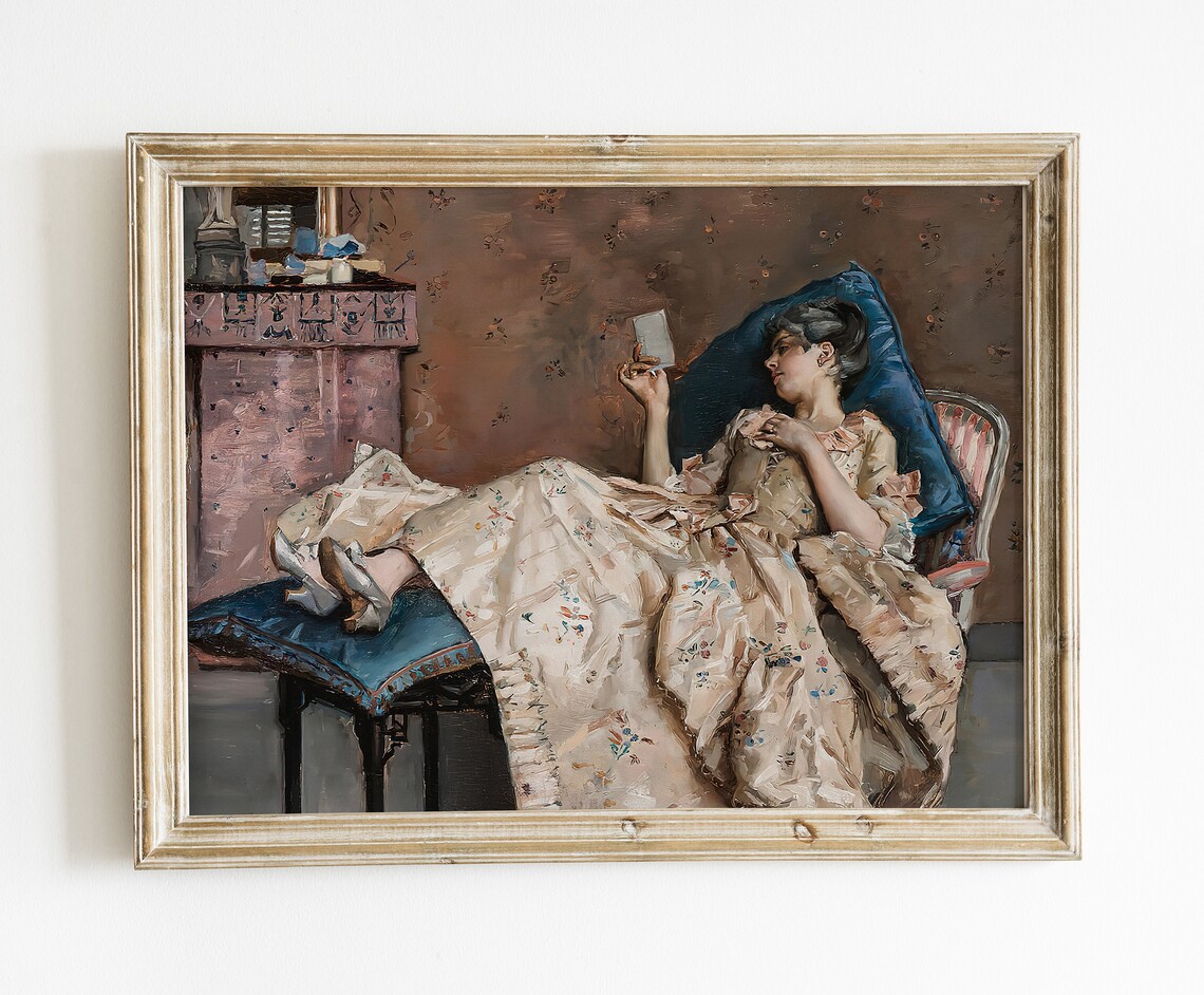 Victorian Woman Reading a Letter Art Print