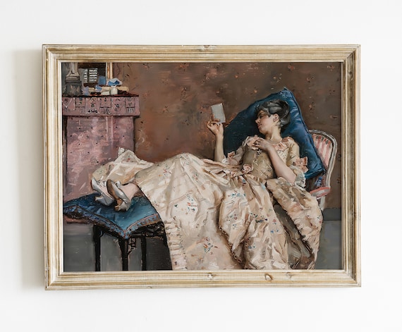 Victorian Woman Reading a Letter Art Print