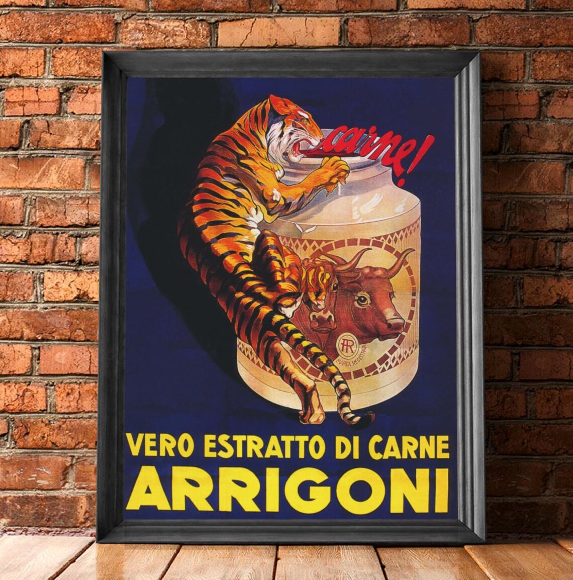 Rigoni Meat Extract Vintage Italian Advertising Tiger Poster Art - Image 2