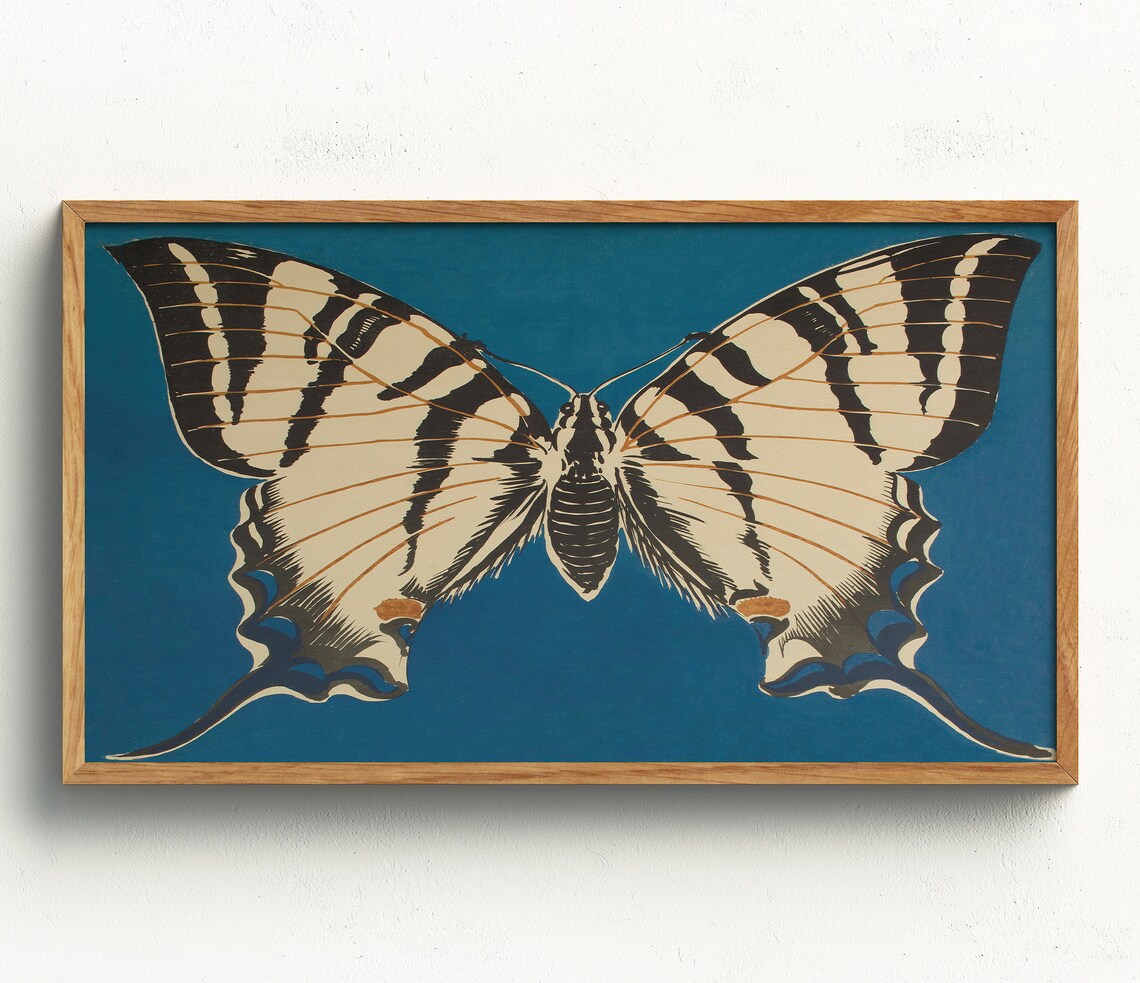Swallowtail Butterfly Deep Teal Vintage Natural History Art Print - Image 2