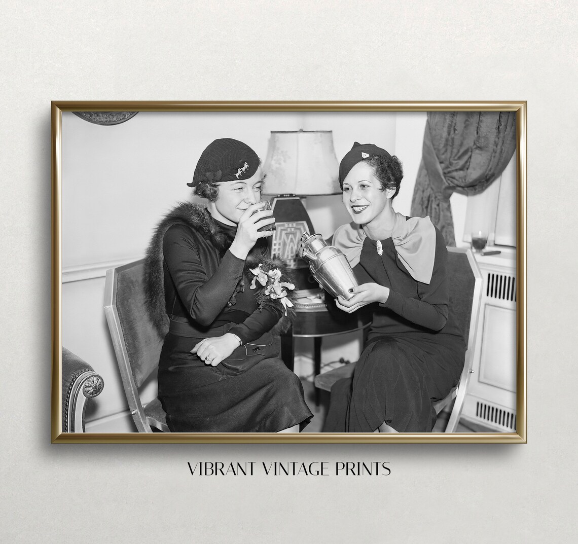 Women Drinking Cocktails, Vintage Prohibition Art Print