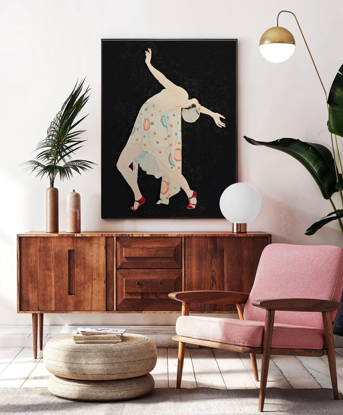 Art Deco Dancer Backbend Black Background Vintage Style Poster - Image 3