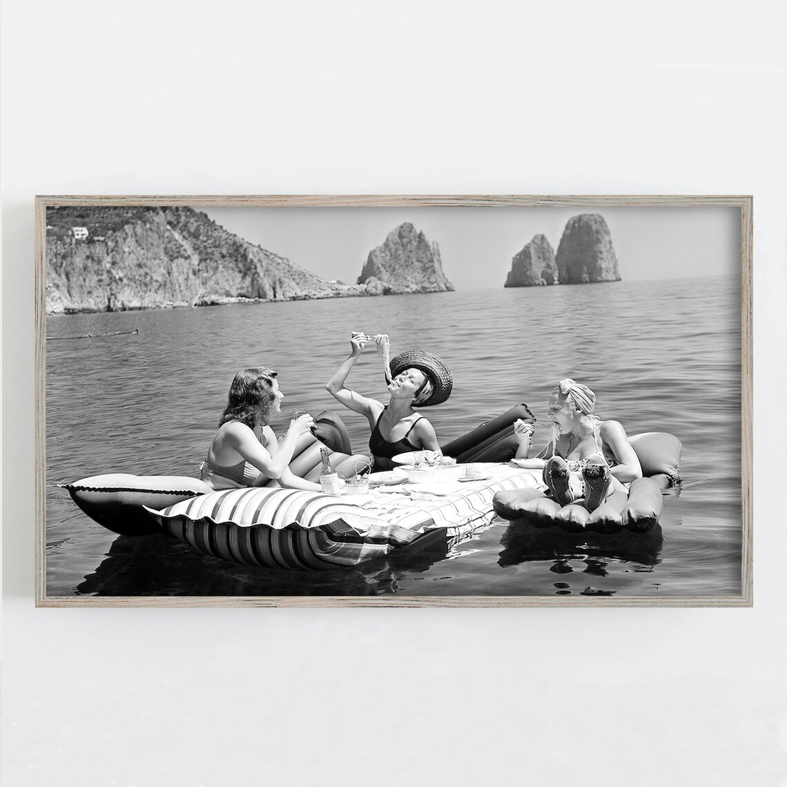 Pasta on Lake Vintage Wall Art Print, Black & White