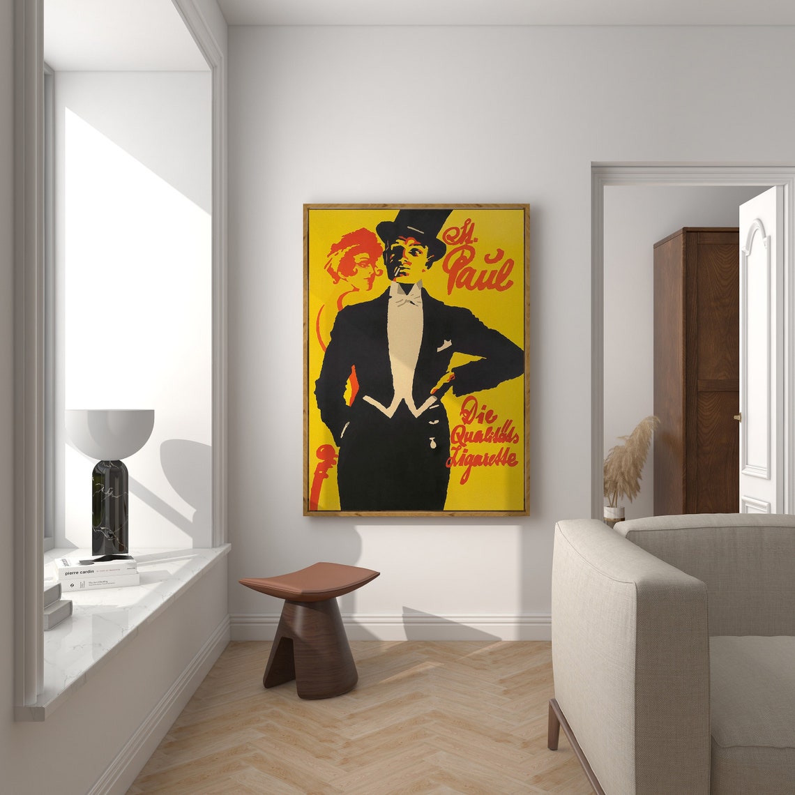 St Paul Quality Cigarette Man Top Hat Vintage German Tobacco Ad Poster
