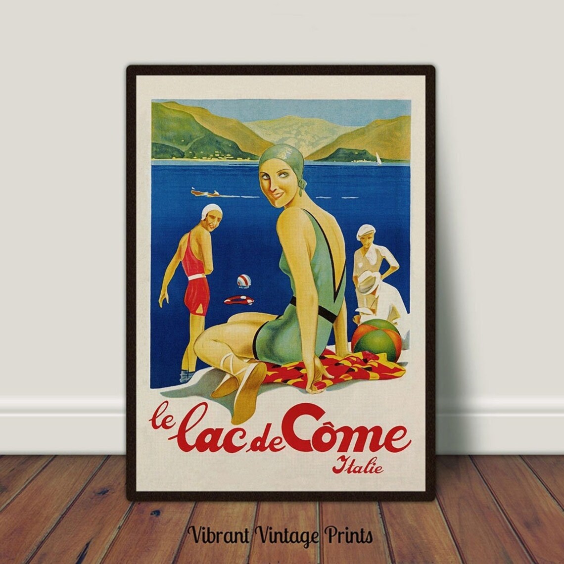 Lake Como Italy Vintage Travel Poster, European