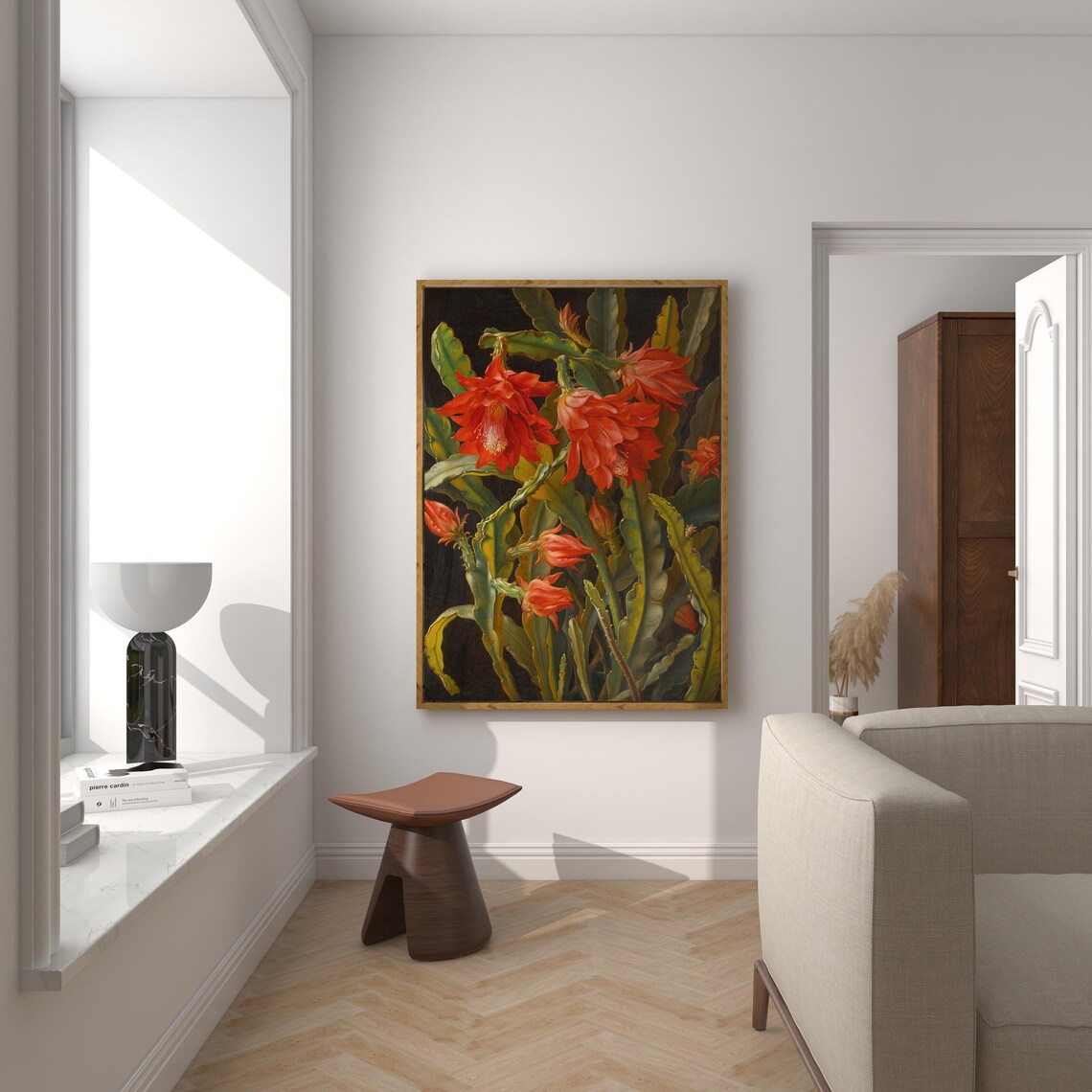 Christmas Cactus Vintage Christmas Art Print