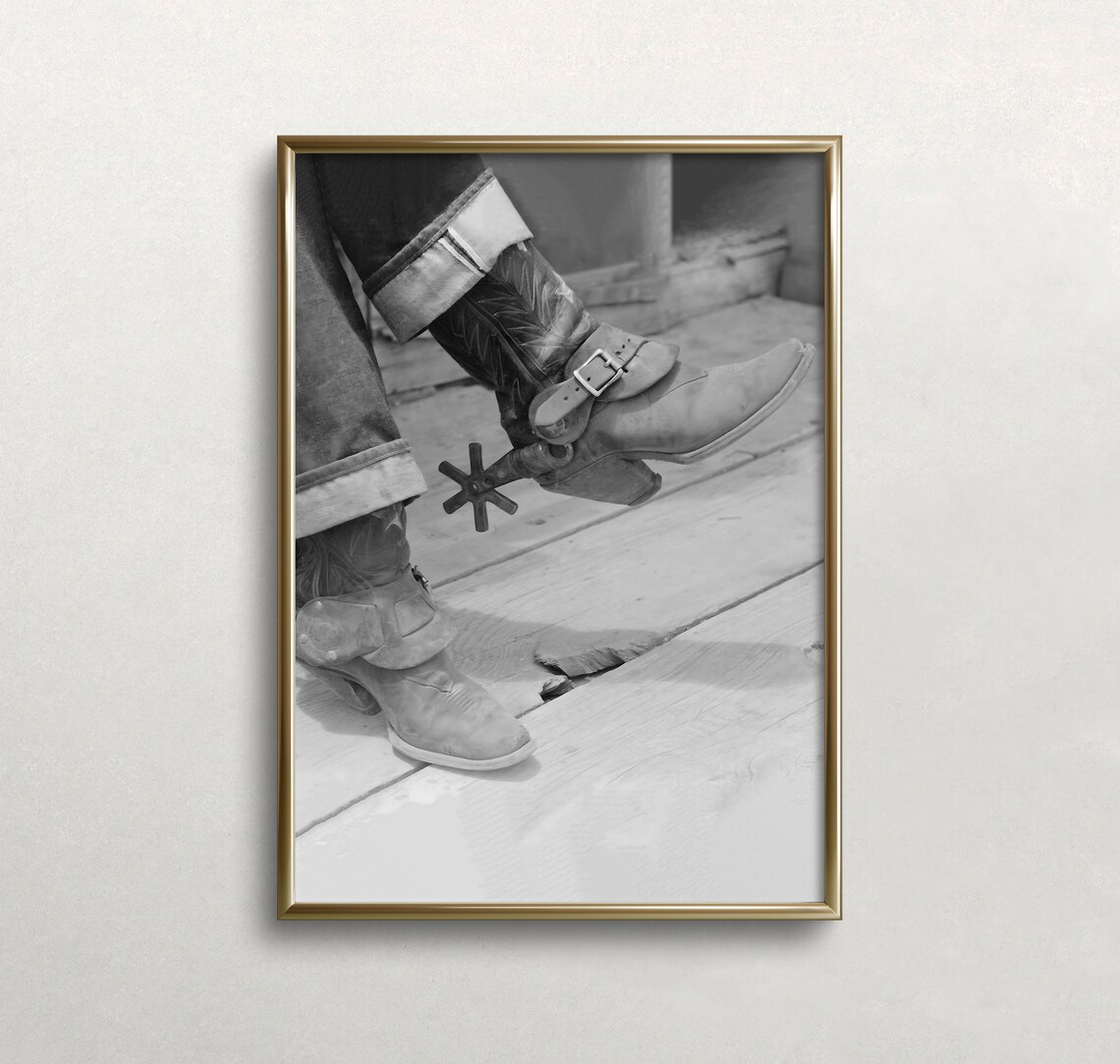 Cowboy Boots With Spurs Close Up Western Vintage Photograph Art Poster