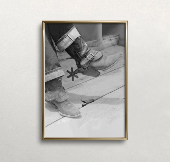 Cowboy Boots Art Cowgirl Wall Art Black And White Art Vintage Wall Art Western Aesthetic Old Photo Wall Art