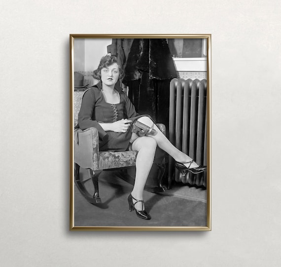 Flapper Woman with Gun in Garter 1920s Vintage Crime Photo Poster