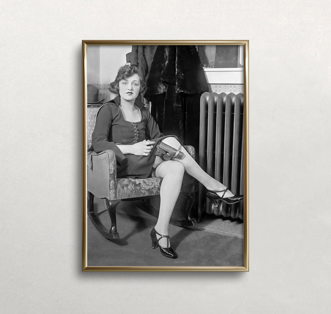 Flapper Woman with Gun in Garter 1920s Vintage Crime Photo Poster