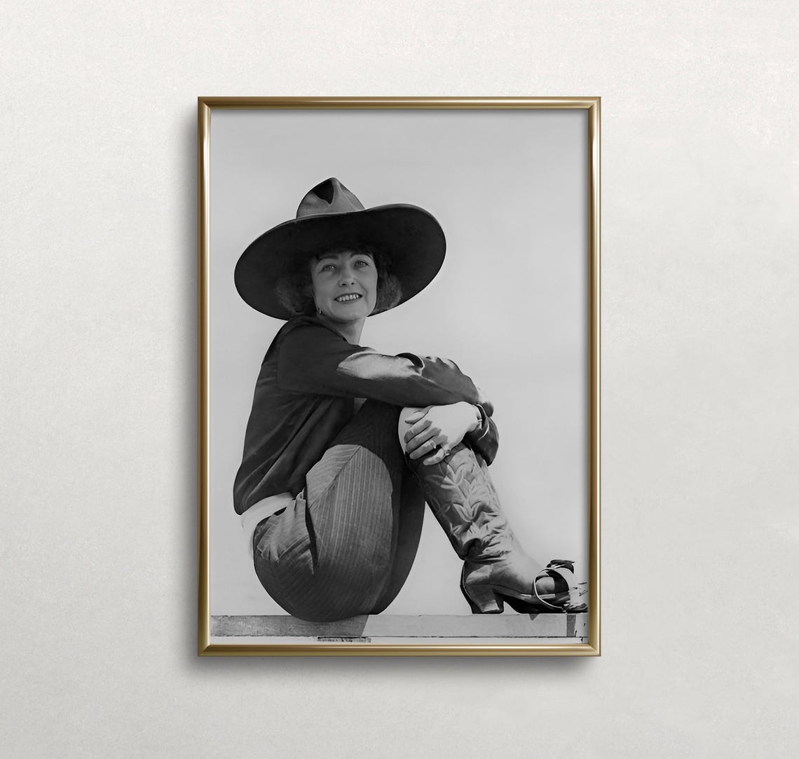 Cowgirl Wall Art Black And White Art Vintage Wall Art Western Aesthetic Old Photo Woman Portrait Wall Art - Image 3