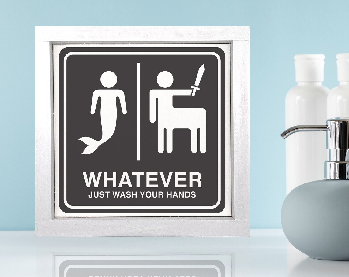 Whatever Just Wash Your Hands Funny Bathroom Farmhouse Decor Framed Wall Hangings Bathroom Restroom Decor