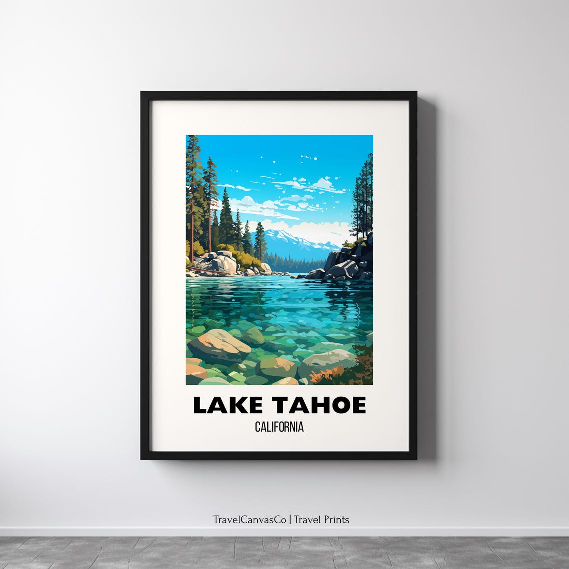 Lake Tahoe Travel Print Wall Art Lake Tahoe National Park Poster California Print Gift Lake Tahoe Illustration Decor
