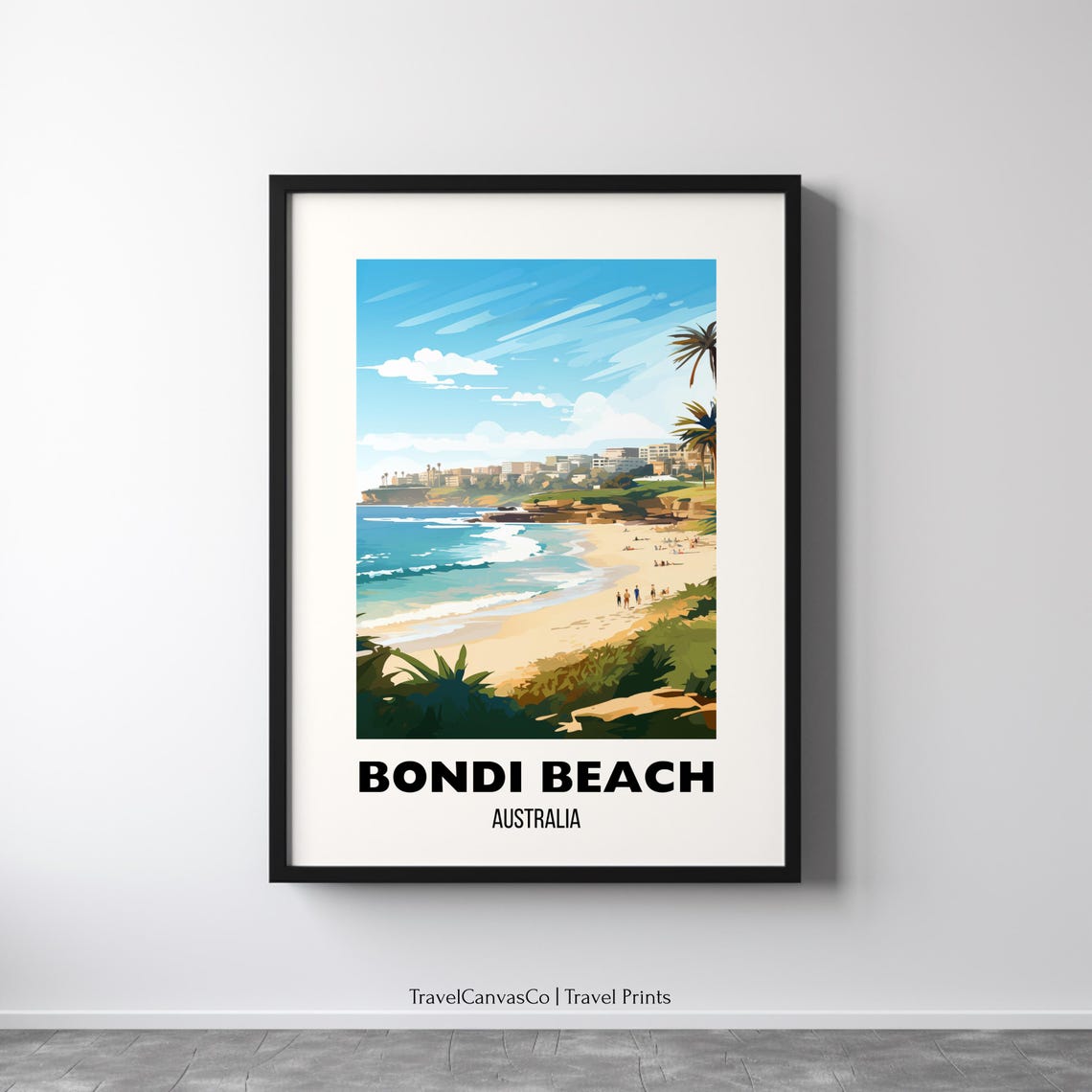 Bondi Beach Australia Sunny Turquoise Shoreline Travel Poster