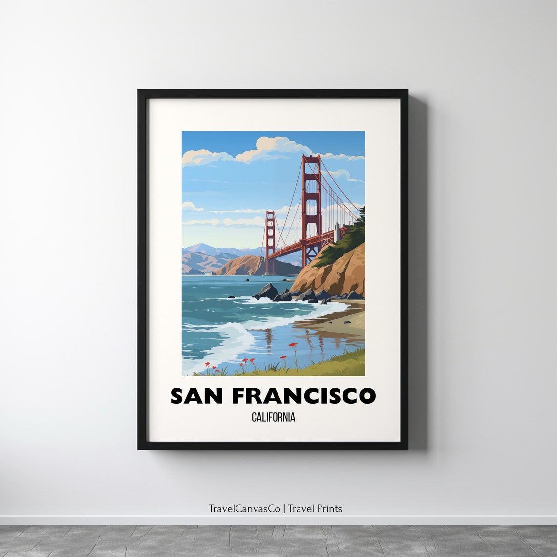 Golden Gate Bridge San Francisco California Vintage Travel Poster