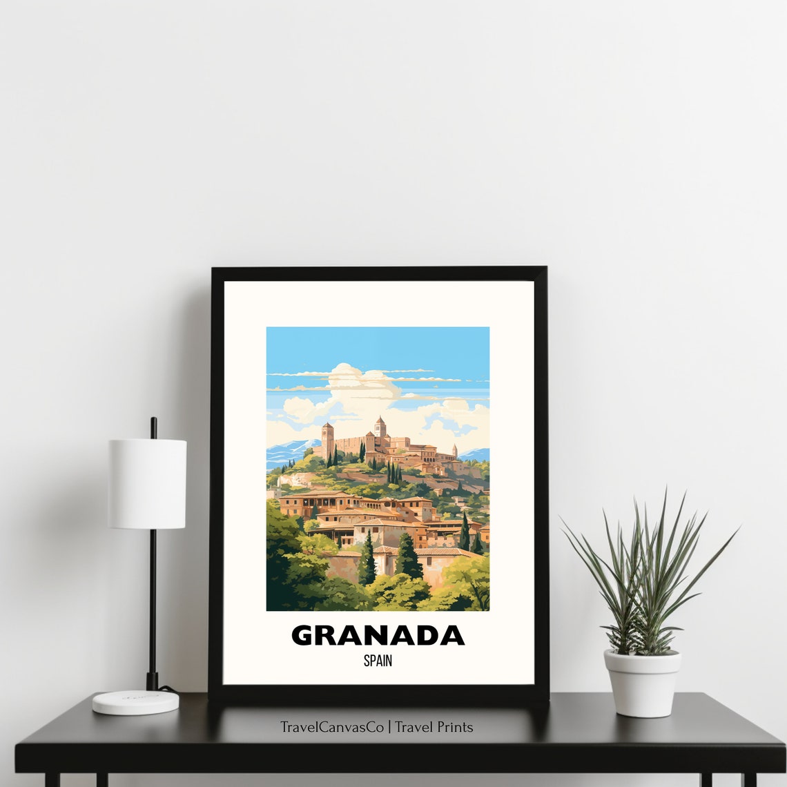 Granada Spain Alhambra Palace Hilltop Old Town View Travel Poster - Image 3