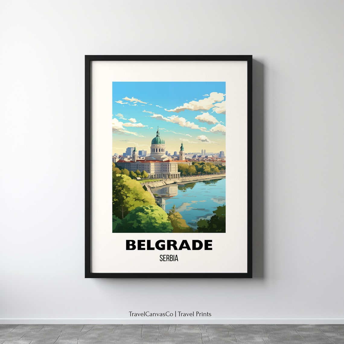 Belgrade Serbia Riverside Domed Cathedral City Travel Poster
