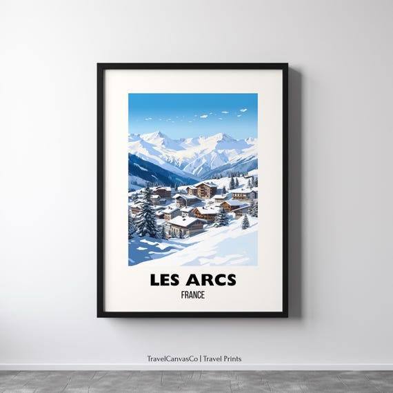 Les Arcs Travel Print Wall Art Les Arcs France Poster Ski Art France Travel Gift Les Arcs Ski Print Cabin Decor