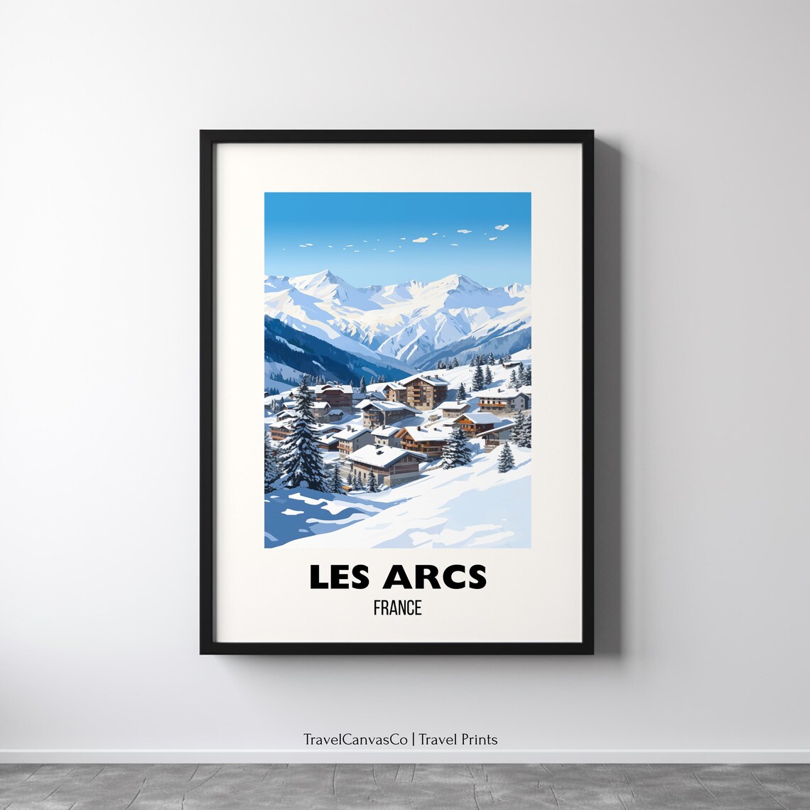 Les Arcs France Snowy Ski Resort Village Mountain Alps Travel Poster