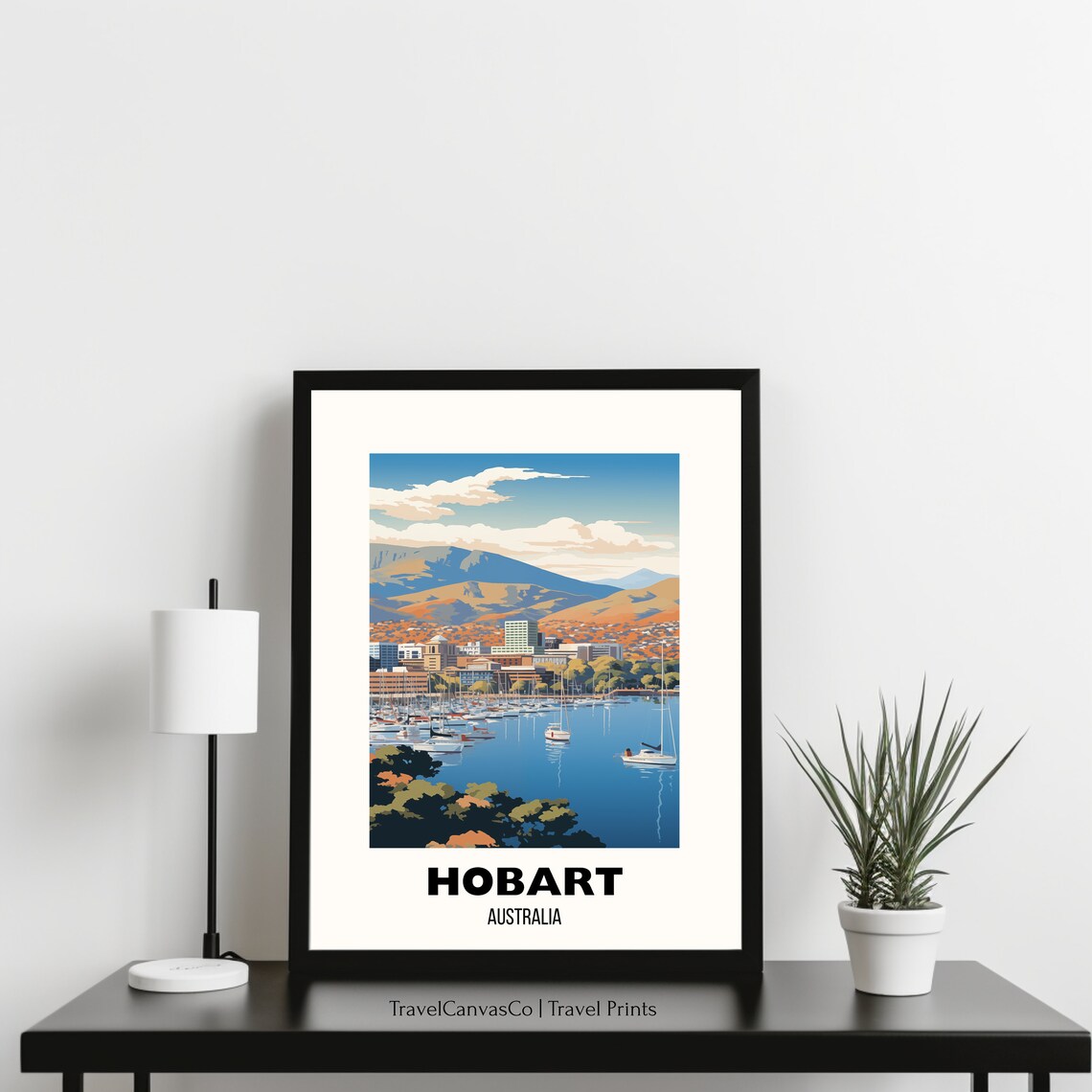 Hobart Tasmania Harbor Sailing Boats Scenic Coast Travel Poster - Image 3
