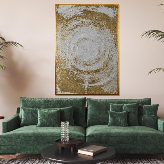 Abstract Gold Swirl Metallic Texture Art Modern Wall Art Design Ready To Hang Decoration Textured Gold Wall Print