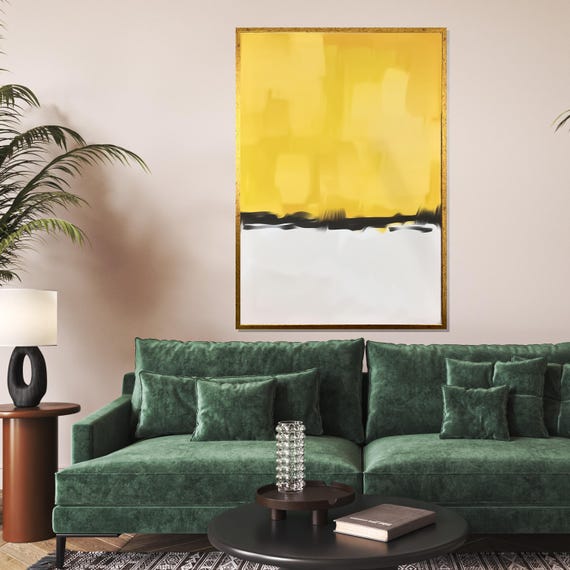 Sunset Horizon Abstract Wall Art Modern Yellow Landscape Print Minimalist Art Decor Wall Art Design Ready To Hang