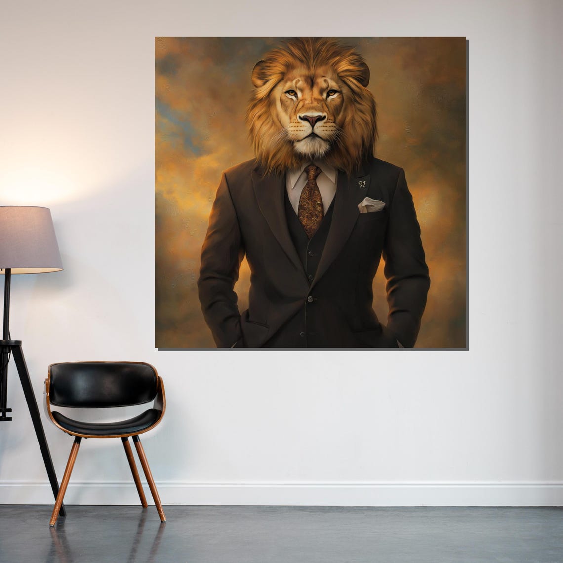 Lion Head In A Business Suit Classy Gentleman Animal Portrait Poster - Image 2
