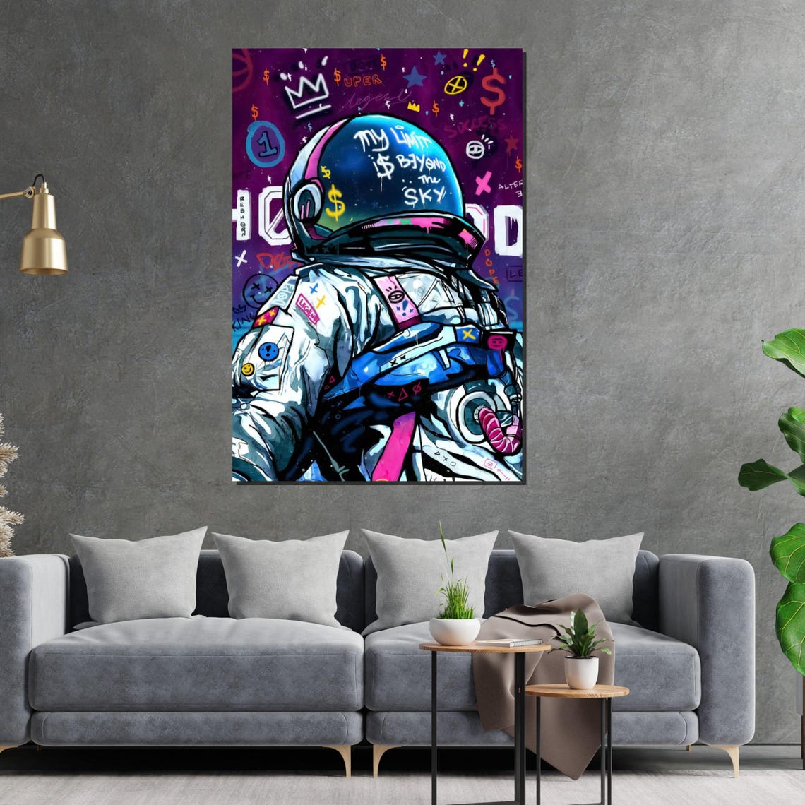 Graffiti Astronaut My Limit Is Beyond The Sky Urban Space Art Poster - Image 2