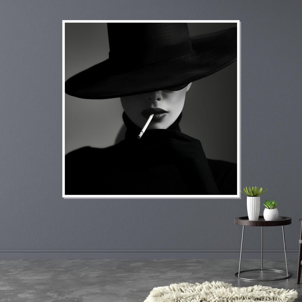 Mysterious Noir Lady In Black Hat Cinematic Elegance Style Poster - Image 2